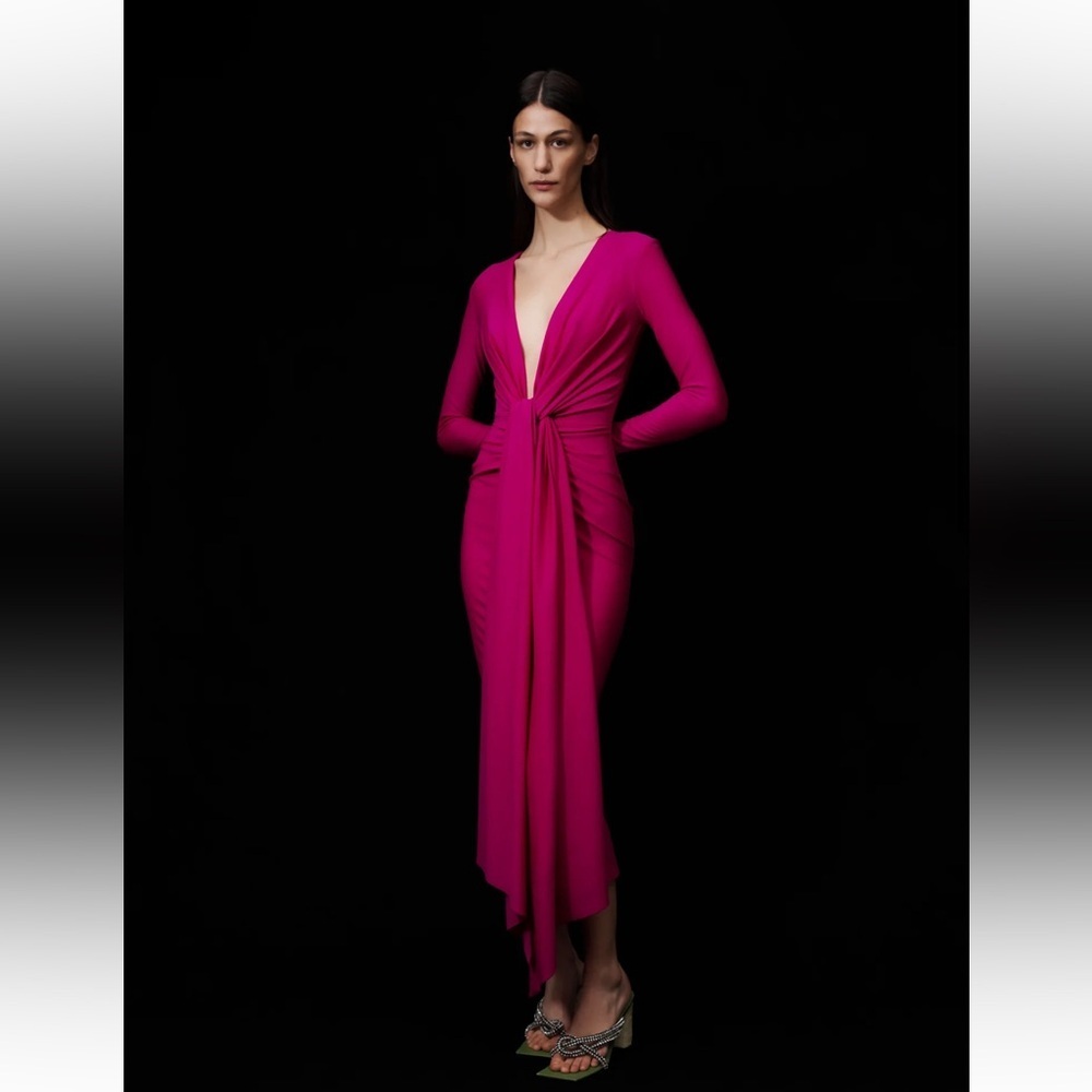 Solace London NWT The Lorena Midi Dress in Fuchsia Size US0